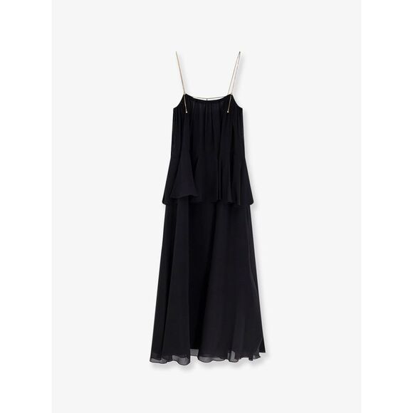 Chloe' Women Flounced Silk Long Dress
